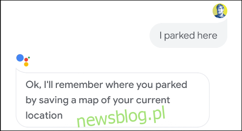 Asystent Google potwierdzający to zapamięta, gdzie jest miejsce parkingowe na Androidzie.