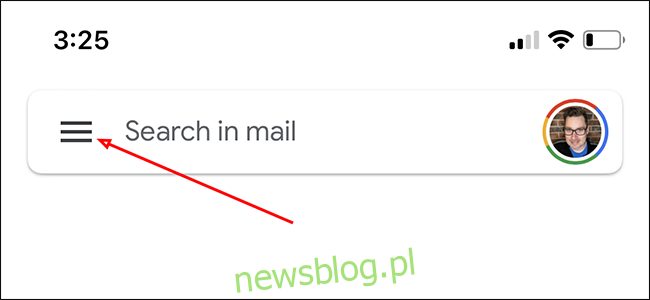 Stuknij przycisk menu w Gmailu