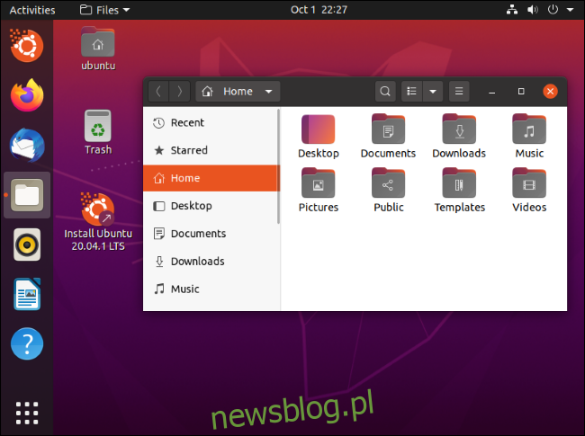 Menedżer plików Nautilus w Ubuntu na pulpicie Ubuntu 20.04