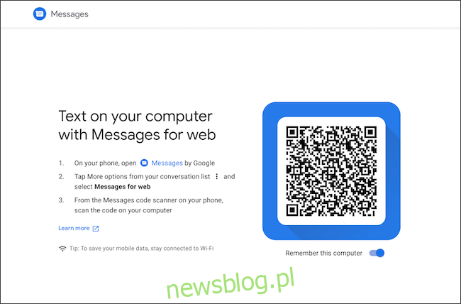 Zeskanuj kod QR, aby połączyć wiadomości Androida i Chromebooka