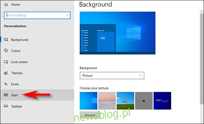 W ustawieniach systemu Windows 10 kliknij 