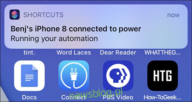 Powiadomienie o automatyzacji w iOS 14.