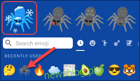 Wybierz drugi emoji, a Twoje niestandardowe połączenie pojawi się w lewym górnym rogu.