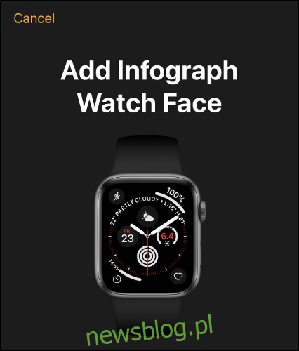 Dodaj tarczę zegarka Apple Watch do twarzy