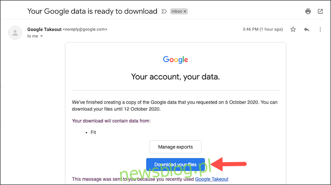 Pobierz archiwum danych Google Fit