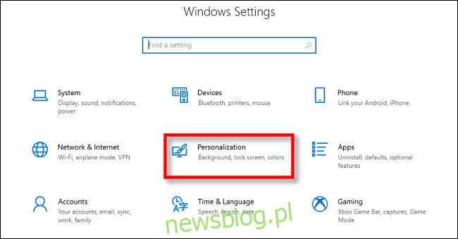 W ustawieniach systemu Windows 10 kliknij 