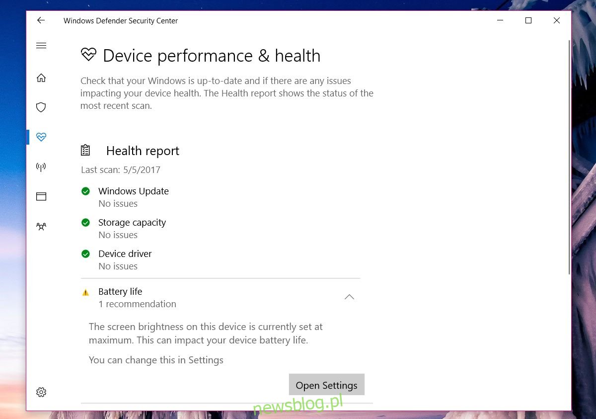 Jak naprawić błąd baterii przy maksymalnej jasności ekranu w raporcie kondycji programu Windows Defender