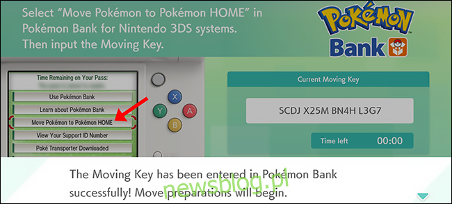 Pokemon home 3ds move key