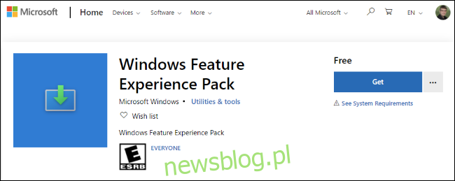 Pakiet Windows Feature Experience Pack w Microsoft Store