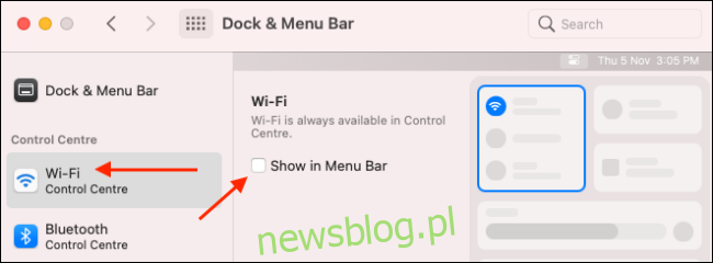 Dodaj moduł Wi-Fi do paska menu
