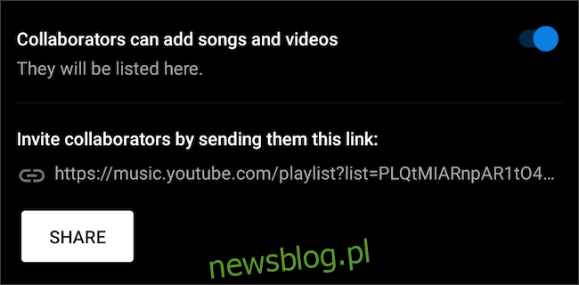Zaproś współpracowników do playlisty YouTube Music