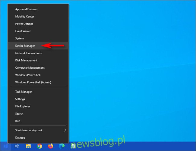 W menu Power User systemu Windows 10 kliknij 