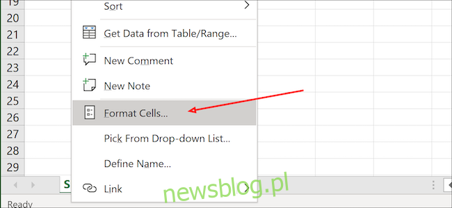 Komórki w formacie Excel