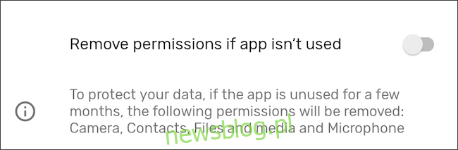Skonfiguruj automatyczne usuwanie uprawnień aplikacji na Androida
