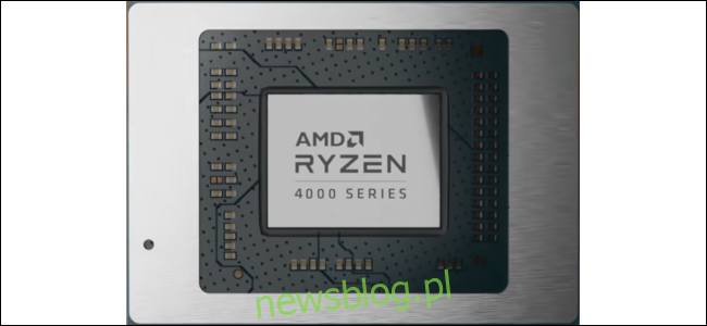 Procesor z napisem AMD Ryzen 4000 Series.