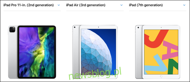 IPad, iPad Air i iPad Pro 11 cali, porównanie obok siebie.