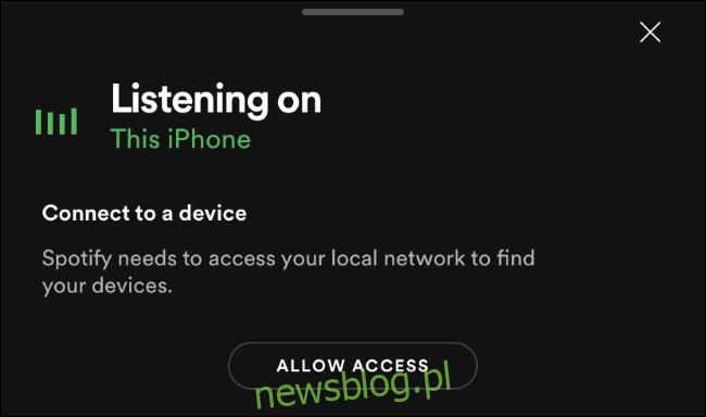 Spotify z prośbą o skanowanie sieci lokalnej na iPhonie