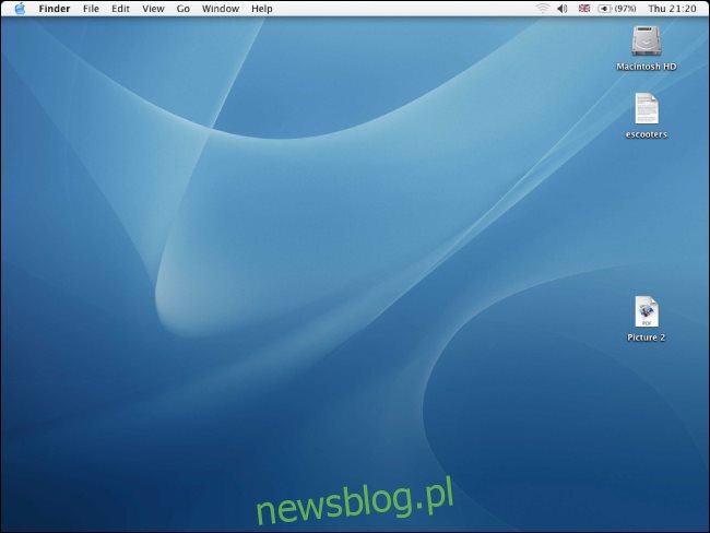 Pulpit OS X 10.3 na starym Macu.