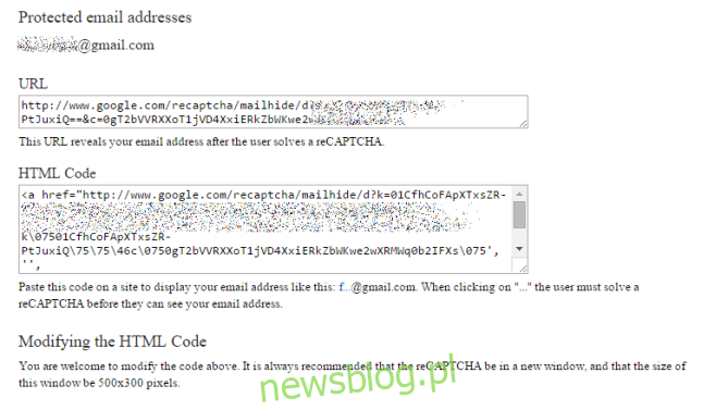 reCAPTCHA chroni e-maile