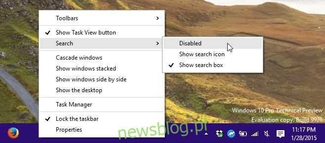 Jak usunąć pasek wyszukiwania z paska zadań w systemie Windows 10