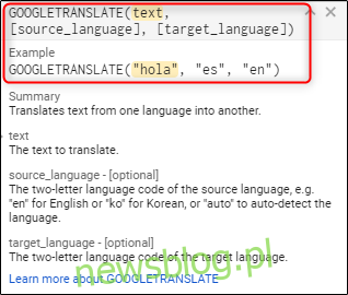 Formuła Tłumacza Google