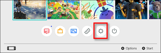 Ikona ustawień systemu na ekranie głównym Nintendo Switch