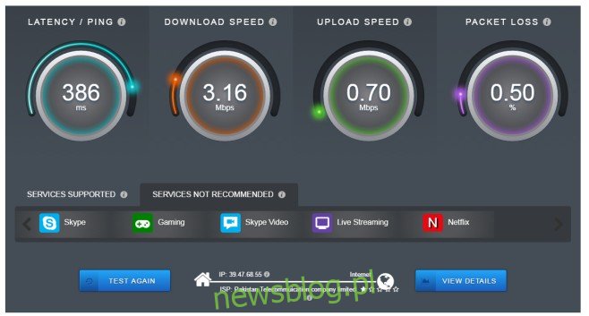 Test szybkości Internetu