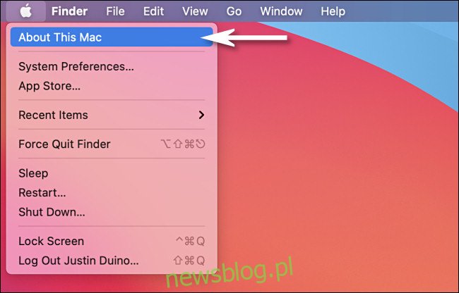 Na komputerze Mac kliknij menu Apple i wybierz 