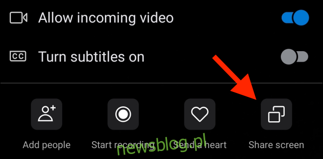 Stuknij w przycisk Udostępnij ekran na Androidzie