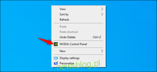 Uruchamianie Panelu sterowania NVIDIA z pulpitu Windows