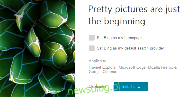 Instalator tapety Bing w systemie Windows 10.