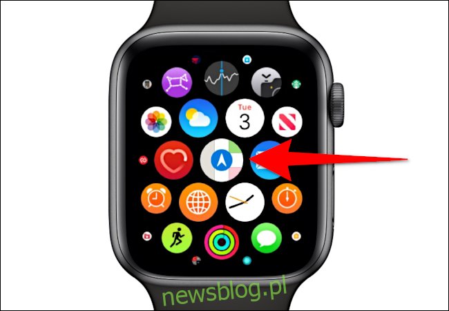 Apple Watch z ikoną Mapy