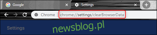 URL ustawień Chrome