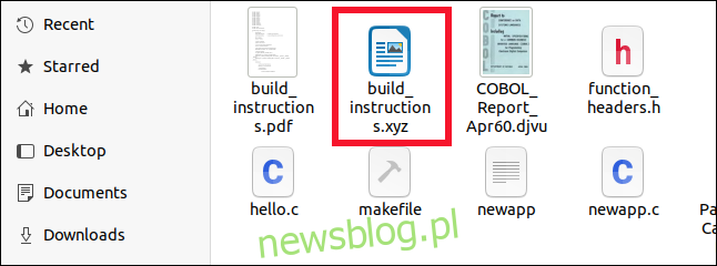 Plik OpenDocument został poprawnie zidentyfikowany w przeglądarce plików Files, mimo że jego rozszerzenie to XYZ.