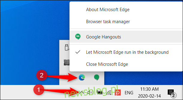 Aby zobaczyć, które aplikacje nadal działają w tle w systemie Windows, kliknij ikonę Edge w zasobniku systemowym.