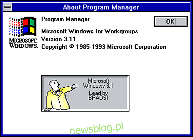 Pisanka Microsoft Bear Easter Egg w systemie Windows 3.1.