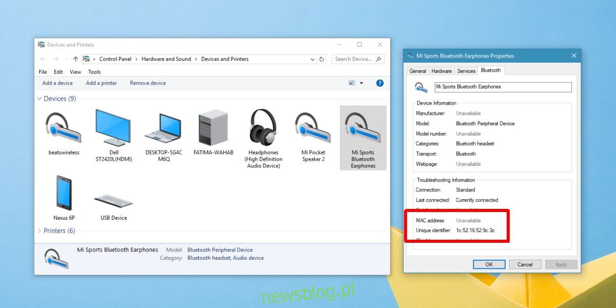 Jak znaleźć adres MAC Bluetooth w systemie Windows 10