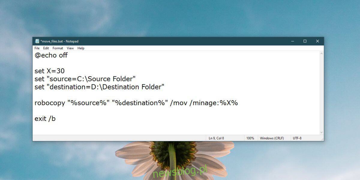 Jak przenieść pliki z jednego folderu do drugiego po X dniach w systemie Windows 10