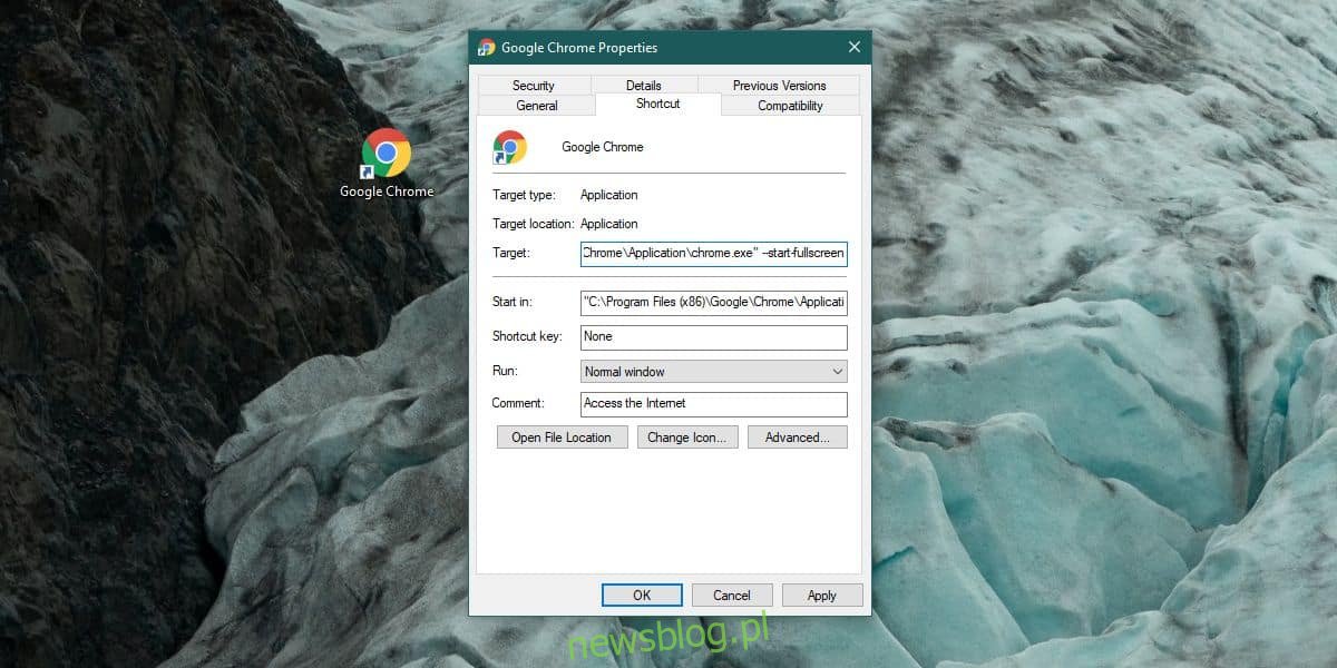 Jak uruchomić Chrome na pełnym ekranie podczas uruchamiania