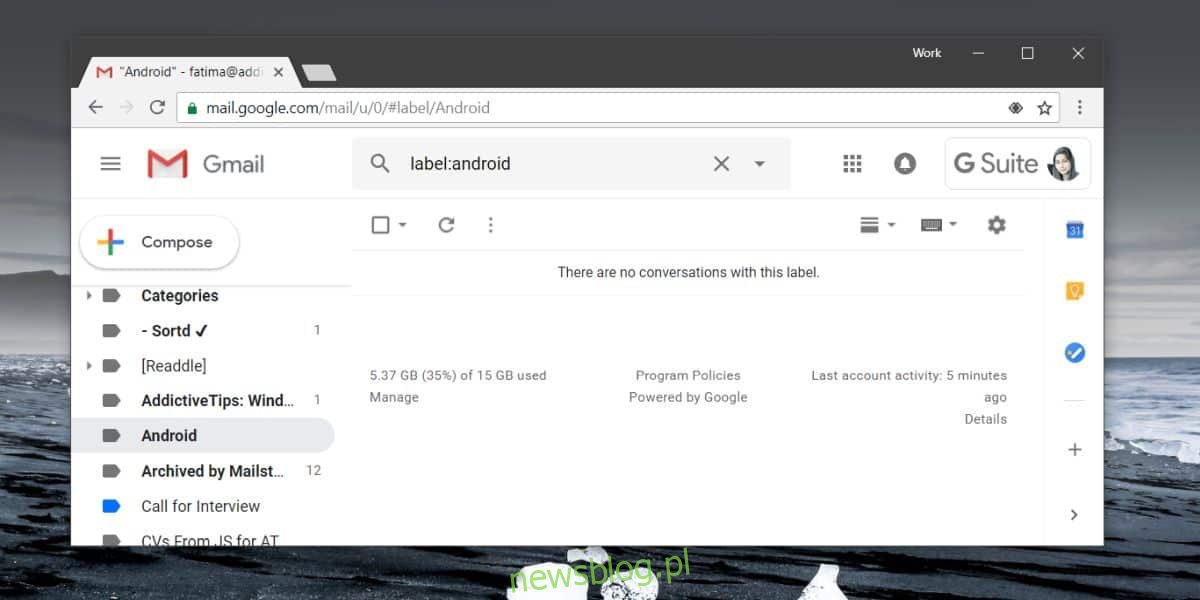 Jak bezpośrednio otworzyć etykietę w Gmailu w sieci Web