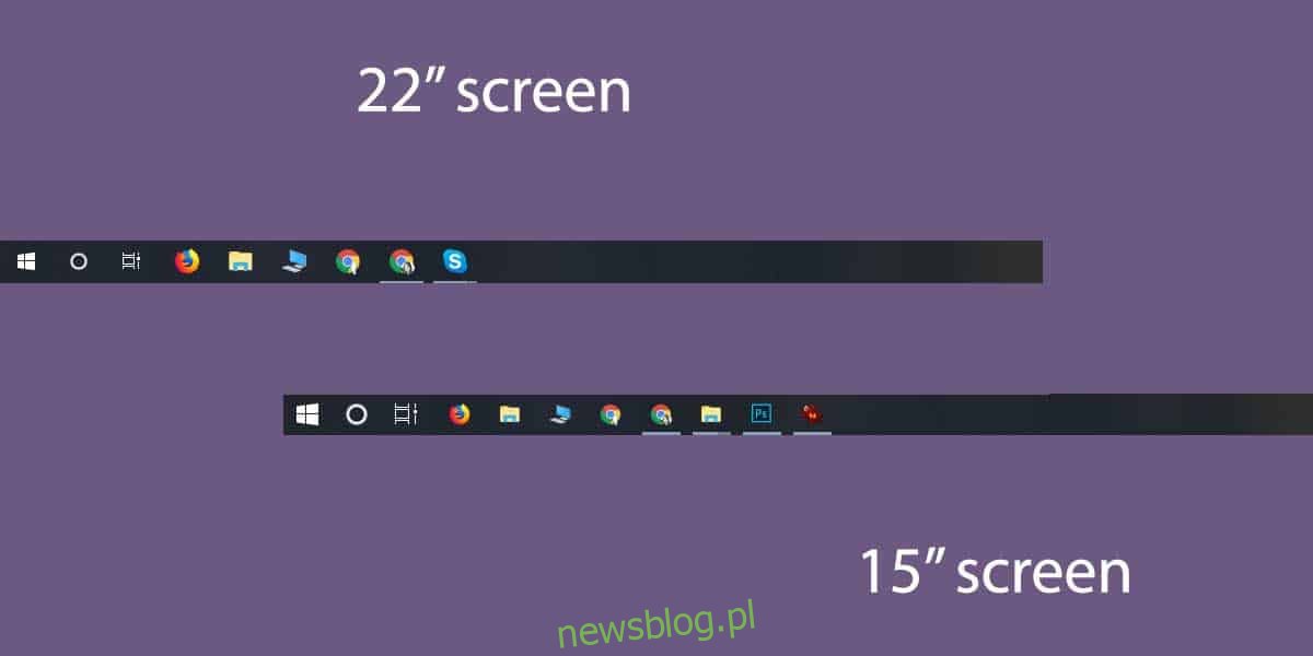 Jak zmienić rozmiar ikony na pasku zadań na podstawie rozmiaru ekranu w systemie Windows 10