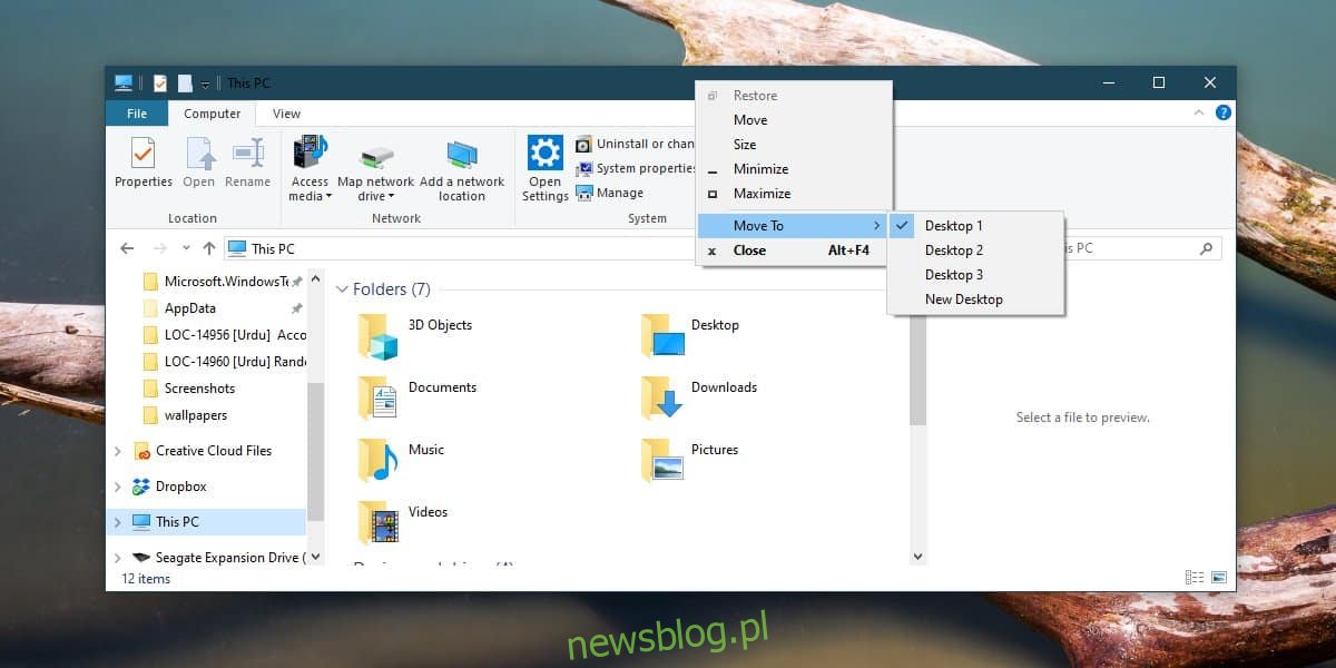 Jak przenosić okna między wirtualnymi pulpitami bez widoku zadań w systemie Windows 10