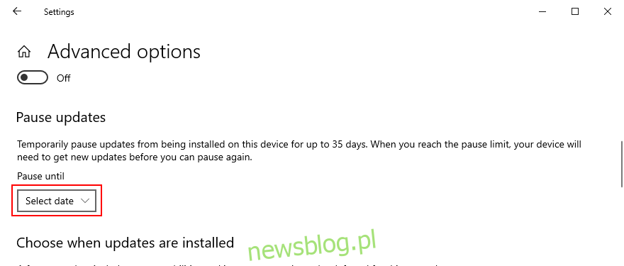 Windows 10 pokazuje, jak wstrzymać aktualizacje systemu Windows