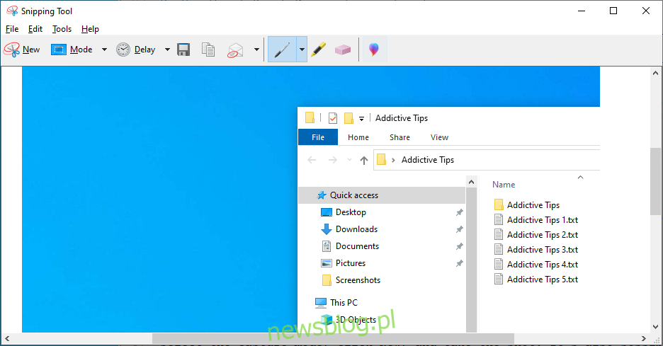 Windows 10 pokazuje narzędzie do wycinania