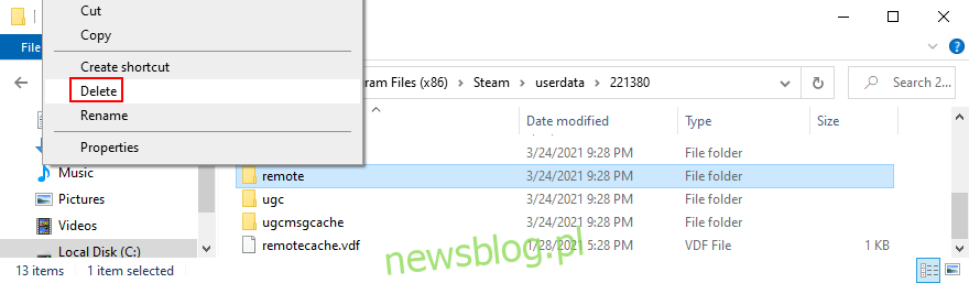 Steam pokazuje, jak usunąć zdalny folder