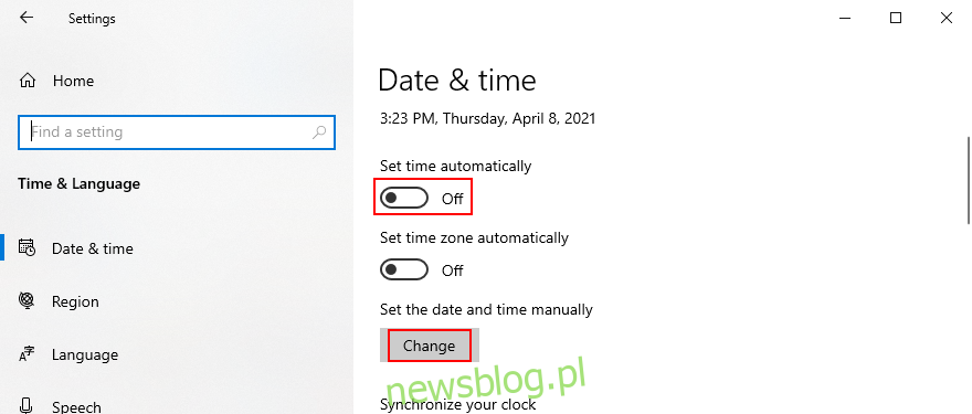 Windows 10 pokazuje, jak ręcznie ustawić datę i godzinę