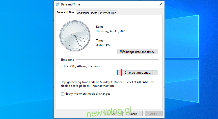 Windows 10 pokazuje, jak zmienić strefę czasową
