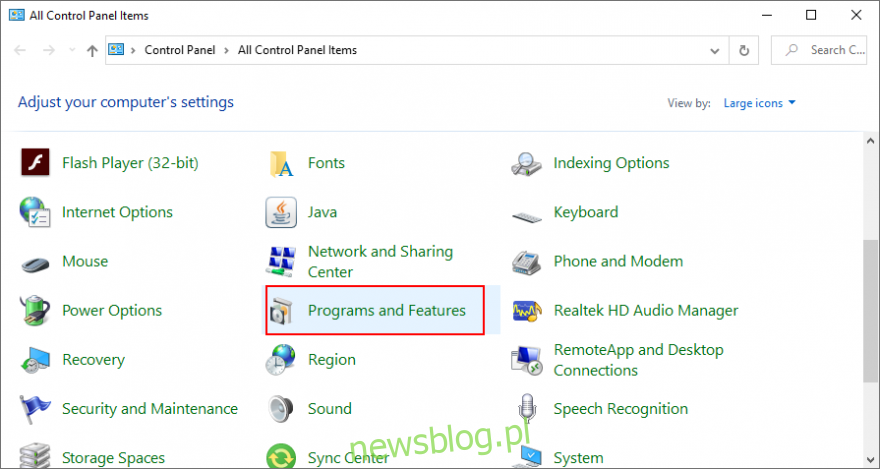 Windows 10 pokazuje, jak uzyskać dostęp do programów i funkcji z Panelu sterowania
