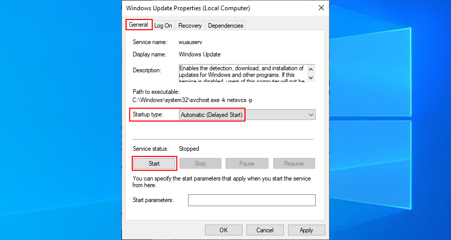 Windows 10 pokazuje, jak zmienić właściwości usługi Windows Update