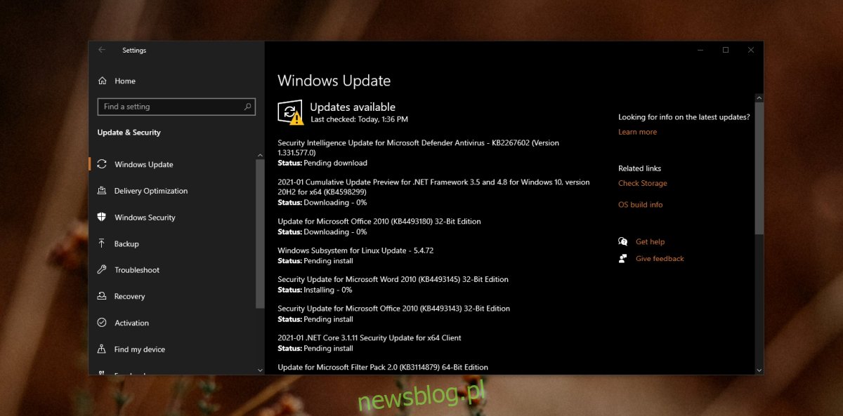 Oczekująca instalacja Windows Update